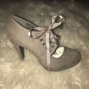 Grey Lace Up Heels